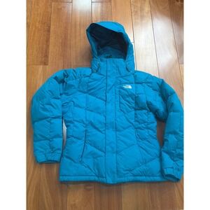 The North Face Vintage Removable Hooded Down Puffer Jacket Teal Blue Women's M